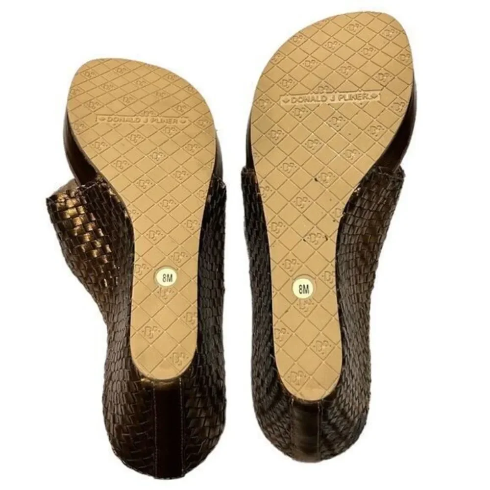 Donald J Pliner Women's‎ Gilles Wedge Sandals Gold/Brown Size 8M
